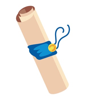 A diploma with a blue ribbon on it vector