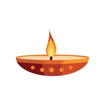 A small oil lamp with a flame on it vector