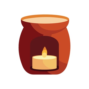 A candle is lit in a pot with a lid vector