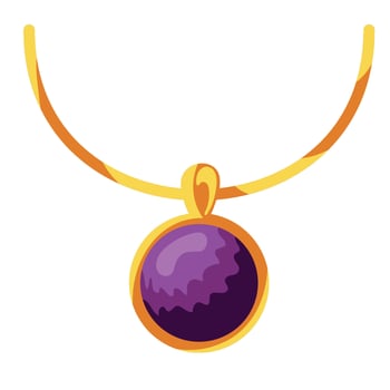 A purple stone pendant on a gold chain vector