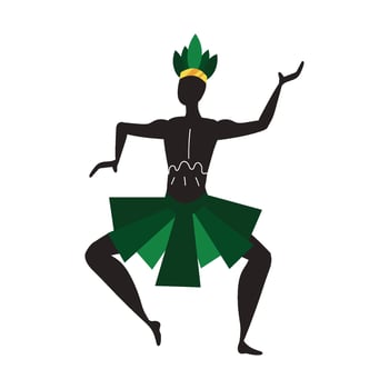 A man in a green skirt and headdress is dancing vector