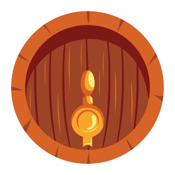 A wooden barrel with a tap on it vector