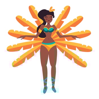 A cartoon woman in a bikini with feathers vector