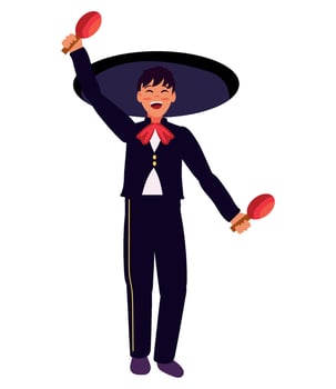 Mexican mariachi man with maracas illustration vector