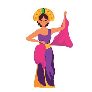 A woman in a purple dress with a purple headdress vector