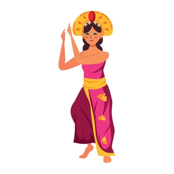 Indian woman in traditional costume, dancing in a traditional style vector