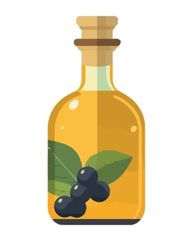 Olive oil bottle with black olives vector