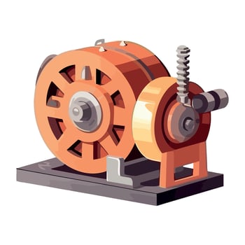 Heavy machinery turning steel wheels in factory isolated vector