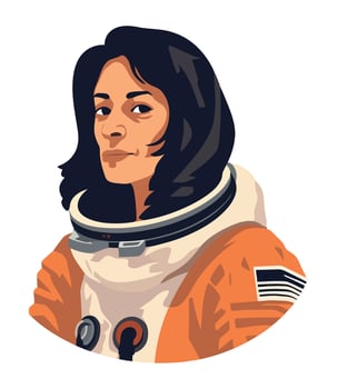 An illustration of a woman in an astronaut suit vector