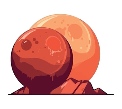 Cartoon illustration of mars with two moons vector