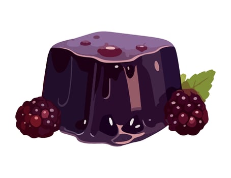 Blackberry jelly with berries illustration on white background vector