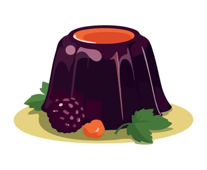 Jelly with berries and fruit on a white background vector
