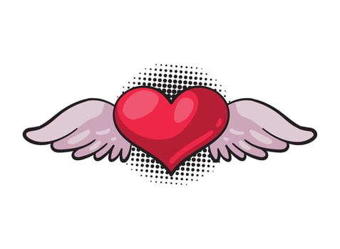 Heart with wings icon illustration vector