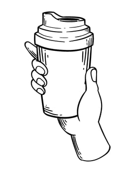 Hand holding a coffee cup vector