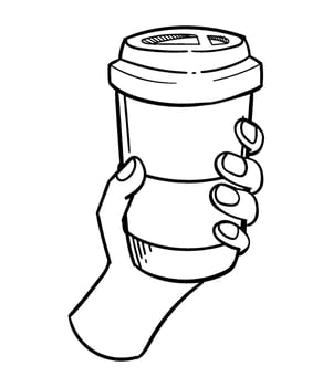 Hand holding a coffee cup vector