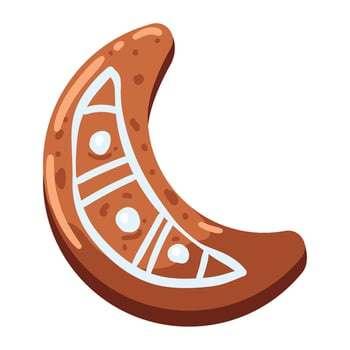 A brown crescent with a white design vector