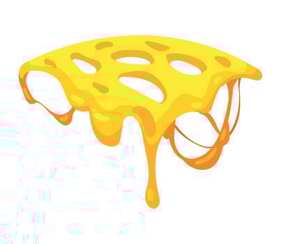 A piece of cheese with melted cheese on it vector