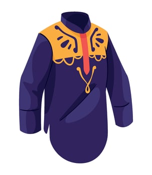 An illustration of a purple shirt with yellow and orange accents vector