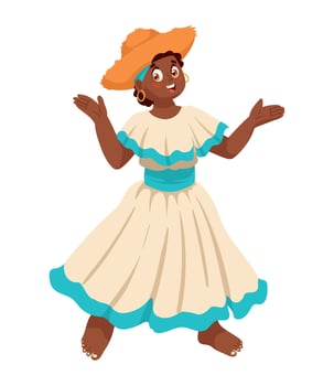 A cartoon woman in a traditional dress vector