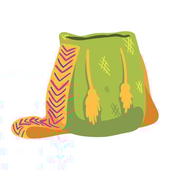 A green bag with colorful patterns on it vector