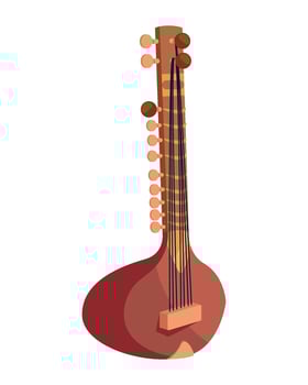 india sitar instrument illustration isolated vector