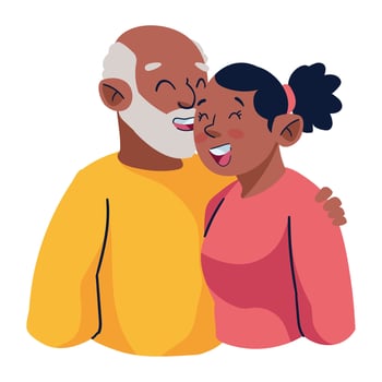 An old man and woman hugging each other vector