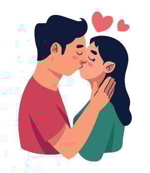 Couple kissing, illustration vector