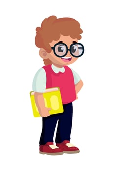 A cartoon boy with glasses holding a book vector