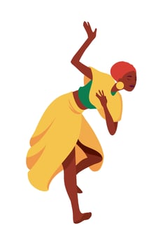 A woman in a yellow dress is dancing vector