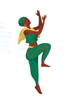 A woman in green and yellow is dancing vector