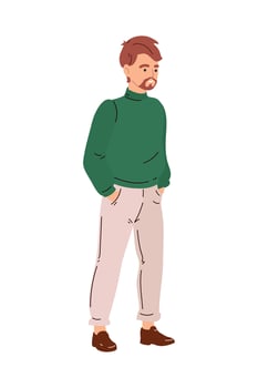 A man in a green sweater and pants vector