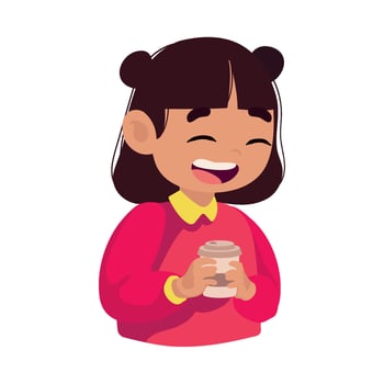 A cartoon girl holding a cup of coffee vector