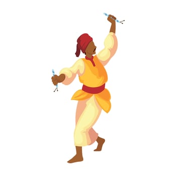 A man in a traditional costume is dancing vector