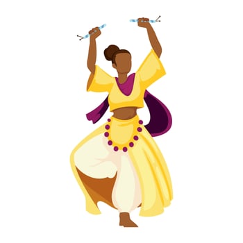 A cartoon woman in a traditional indian dress vector