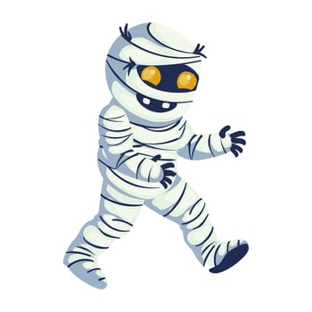 A cartoon mummy character running for halloween concept vector