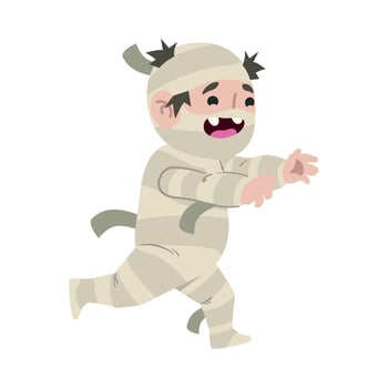A cartoon mummy running with his arms outstretched vector