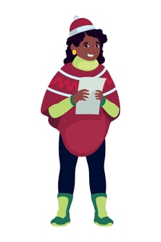 An illustration of a woman in a christmas outfit vector