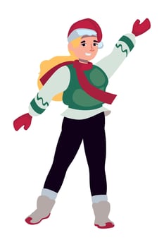 A cartoon girl in a christmas outfit vector