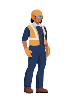 An illustration of a woman in a safety vest vector