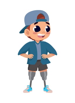 A cartoon boy with a prosthetic leg vector