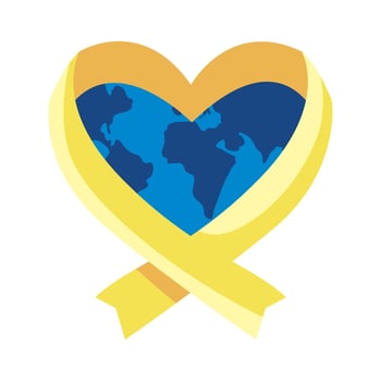 World heart day yellow ribbon vector