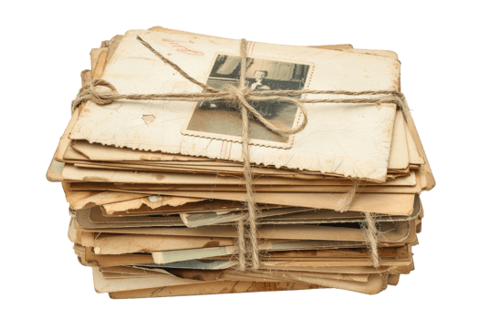 Stack of Old Vintage Photographs Tied with Twine png