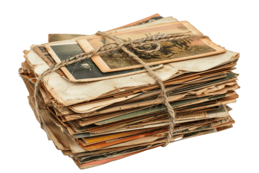 Stack of Old Vintage Photos Tied with Twine png