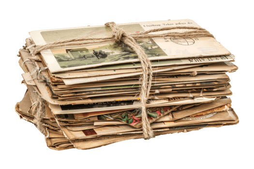 Vintage Postcards Tied with Twine png