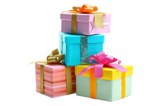 Stack of Colorful Gift Boxes with Ribbons png