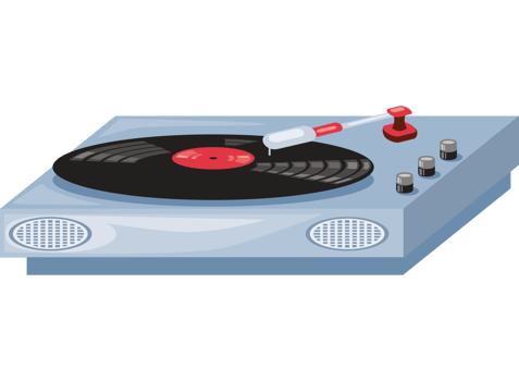 vintage record player with retro vinyl disc png