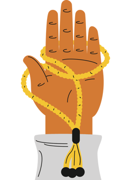 muslim hand holding wooden beads praying png