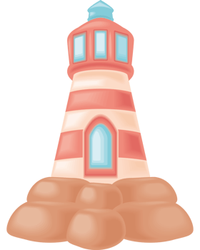 lighthouse on rock island in sea png