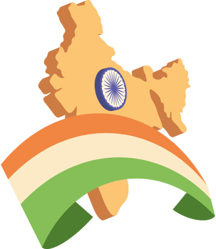 republic day of india wavy flag on map png