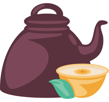 clay tea pot and cup png